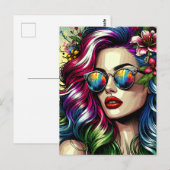 Mooie vrouw in de stad briefkaart (Voorkant / Achterkant)