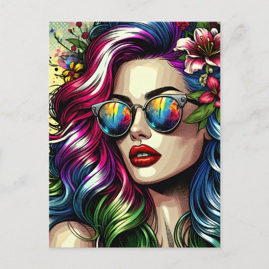 Mooie vrouw in de stad briefkaart (Voorkant)