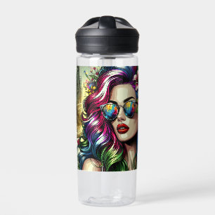 Mooie vrouw in de stad Gepersonaliseerd Waterfles