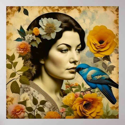 Mooie  vrouw in Flowers Poster (Voorkant)