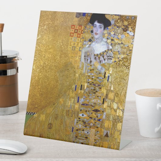 Mooie vrouw in Gold Gustav Klimt Reclamebord Met Voetstuk (Insitu)