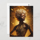 Mooie Vrouw in Goud Briefkaart (Voorkant / Achterkant)