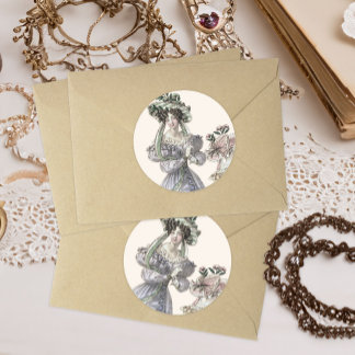 Mooie vrouw in groot Pet Ronde Sticker