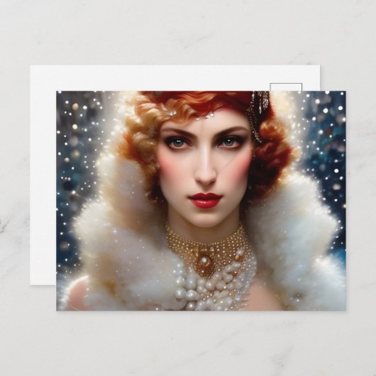 Mooie vrouw in het wit briefkaart (Voorkant / Achterkant)