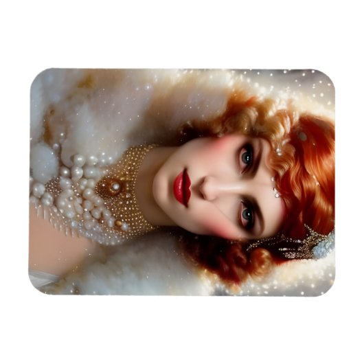 Mooie vrouw in het wit magneet (Horizontaal)