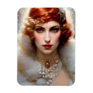 Mooie vrouw in het wit magneet