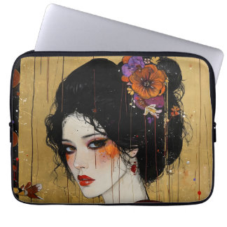 Mooie vrouw in Kimono Laptop Sleeve