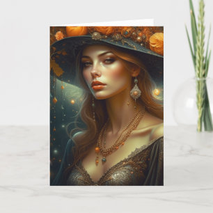 Mooie vrouw in Pet Etherische Ai Art Kaart