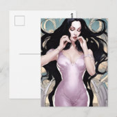 Mooie vrouw in roze briefkaart (Voorkant / Achterkant)