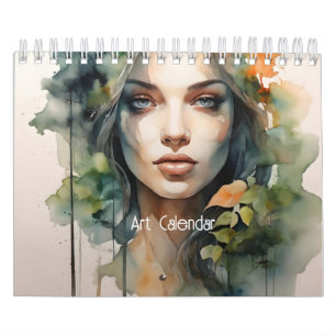 Mooie vrouw kunst dubbele belichting kalender