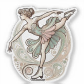 Mooie vrouw kunstschaatser Sticker (Voorkant)