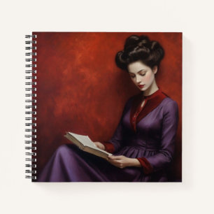 Mooie vrouw lezen notitieboek