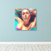 Mooie vrouw onder water AI kunst Canvas Afdruk (Insitu (Houten vloer))