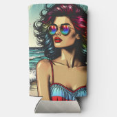 Mooie vrouw op het strand Comic Book Pop Art (Achterkant)