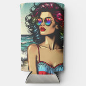 Mooie vrouw op het strand Comic Book Pop Art (Voorkant)