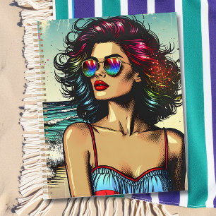 Mooie vrouw op het strand Comic Book Pop Art Planner