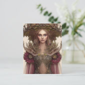 Mooie vrouw van Planten en bloemen Briefkaart (Staand voorkant)