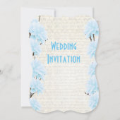 Mooie vrouwelijke bleke pastelblauwe bloemige trou kaart (Achterkant)