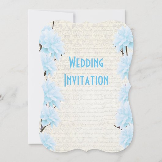 Mooie vrouwelijke bleke pastelblauwe bloemige trou kaart (Achterkant)