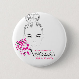 Mooie vrouwelijke mode illustratie ronde button 5,7 cm