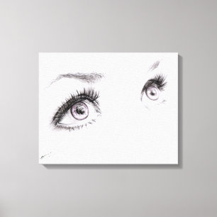 Mooie vrouwelijke ogen Tekening Minimalistische ku Canvas Afdruk