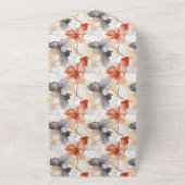 Mooie Vrouwelijke Perzik Blauw en Wit Bloemen All In One Uitnodiging (Buitenkant)