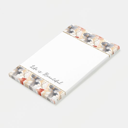 Mooie Vrouwelijke Perzik Blauw en Wit Bloemen Post-it® Notes (Schuin)