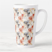 Mooie Vrouwelijke Perzik Rood Blauw en Wit Bloemen Latte Mok (Rechts)