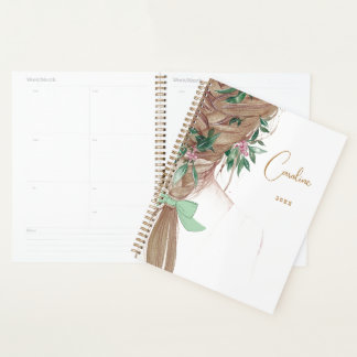 Mooie vrouwelijke waterverf illustratie planner