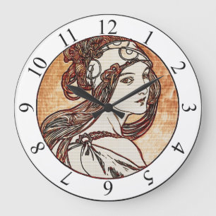 Mooie vrouwen Alphonse Mucha klok