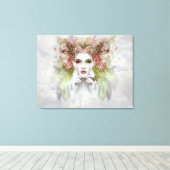 Mooie vrouwen met vlinder canvas afdruk (Insitu (Houten vloer))