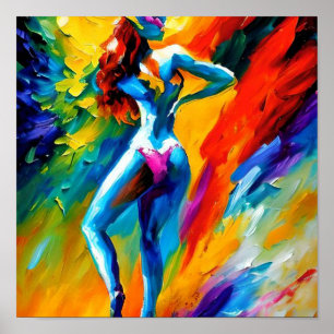 Mooie vrouwen zwemmen onder water Abstract Poster