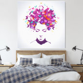 Mooie vrouwenportret met vlinderhaar canvas afdruk (Insitu (Slaapkamer))