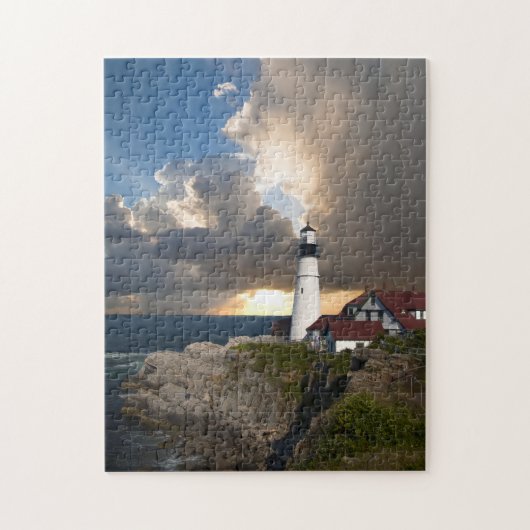 Mooie vuurtoren boven de oceaan puzzel (Verticaal)