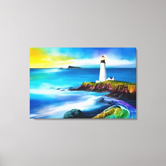 Mooie Vuurtoren Landschap Christelijke Kunst Canvas Afdruk (Voorkant)