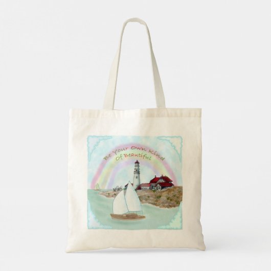 Mooie vuurtoren tote bag (Achterkant)