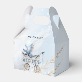 Mooie wandelwagen blauwe bloemige prachtige feest bedankdoosjes