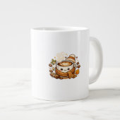 Mooie warme cappuccino koffiemok extra grote beker (Voorkant rechts)
