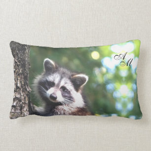 Mooie wasbeer in de jungle & monogram kussen