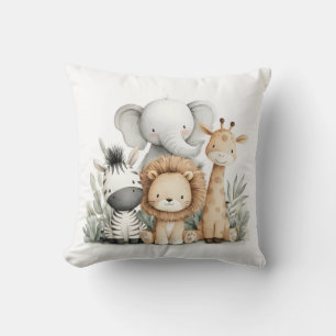 Mooie watercolor babysafari-dierengroepprint kussen