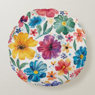Mooie watercolor bloemen rond kussen
