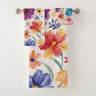 Mooie watercolorbloemen bad handdoek