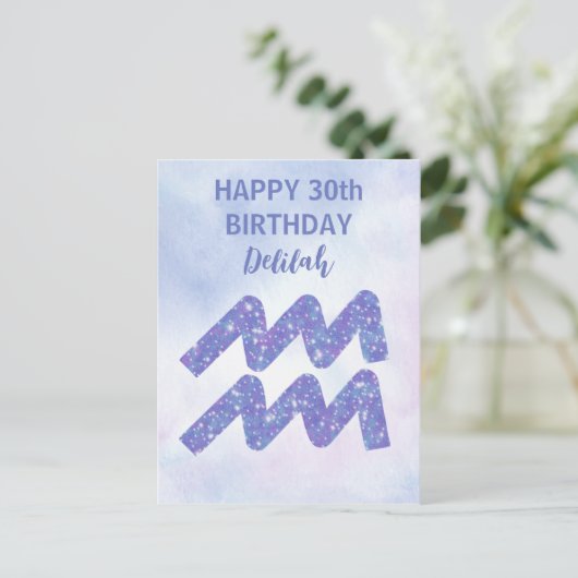 Mooie Waterman Astrologie Teken Aangepaste Verjaar Briefkaart (Staand voorkant)