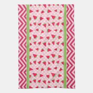 Mooie Watermeloen Stippen & Chevron Roze Theedoek