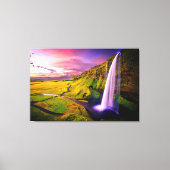 Mooie waterval bij Sunset Natuur Canvas Afdruk (Voorkant)