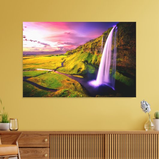 Mooie waterval bij Sunset Natuur Canvas Afdruk (Insitu (Woonkamer))