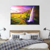 Mooie waterval bij Sunset Natuur Canvas Afdruk (Insitu (Slaapkamer))