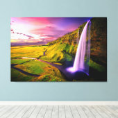 Mooie waterval bij Sunset Natuur Canvas Afdruk (Insitu (Houten vloer))