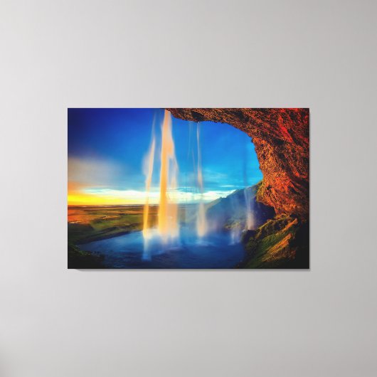Mooie waterval bij Sunset Natuur Canvas Afdruk (Voorkant)