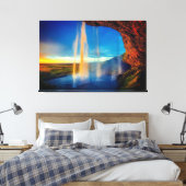 Mooie waterval bij Sunset Natuur Canvas Afdruk (Insitu (Slaapkamer))